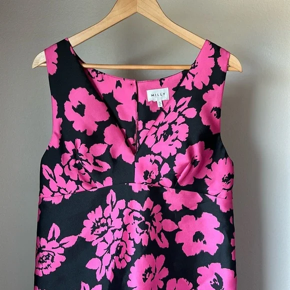 Milly Pink Floral Sleeveless Mini Dress Cocktail Party Wedding size 14 - Picture 7 of 8